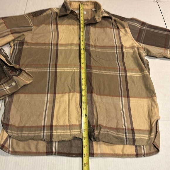 Alex Cannon 100%cotton striped plaid button down shirt w one pocket browns tans - Picture 4 of 10